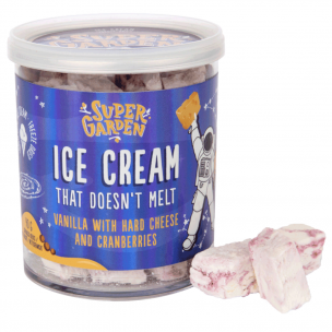 Freeze dried (lyophilized) astronaut ice cream with cheese and cranberries
