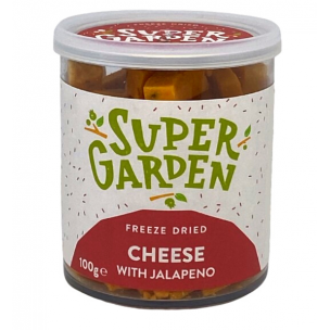 Freeze dried (lyophilized) cheese with jalapeno